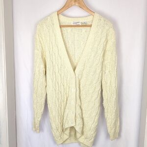 VINTAGE Autograph Women's Oversized Cream Cable Knit Cardigan